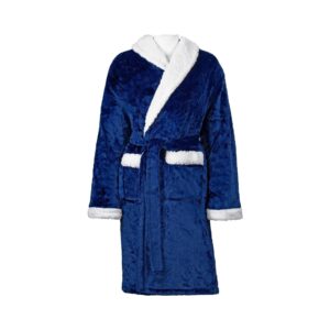 Personalised Sherpa Fleece Dressing Gown - Front and Back Embroidery Navy / Small/Medium