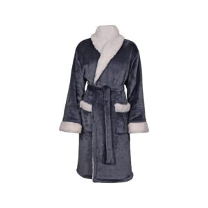 Personalised Sherpa Fleece Dressing Gown - Front and Back Embroidery Slate / Large/Extra Large