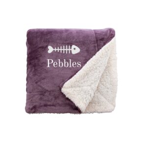 Personalised Sherpa Style Cat Blanket - Duncan Stewart 1978 Lavender