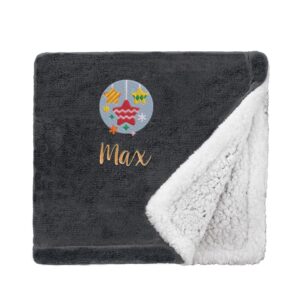 Personalised Star Baubles Christmas Snuggle Blanket Mini Sherpa Black