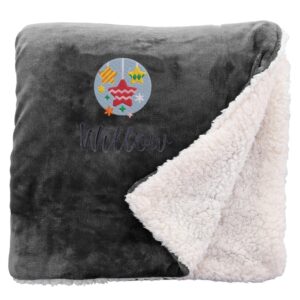 Personalised Star Baubles Christmas Snuggle Blanket Regular Sherpa Black