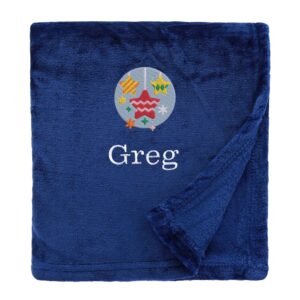 Personalised Star Baubles Christmas Snuggle Blanket Shimmering Navy