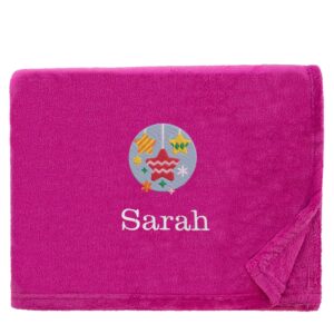Personalised Star Baubles Christmas Snuggle Blanket Snuggle Touch Magenta