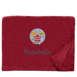 Personalised Star Baubles Christmas Snuggle Blanket Snuggle Touch Merlot