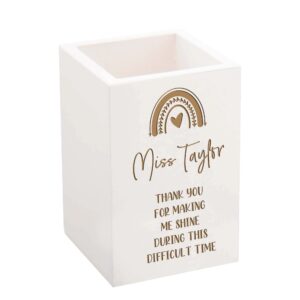 Personalised Thank You Teacher Wooden Pen Pot - Duncan Stewart 1978 White Wood