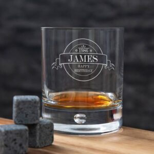 Personalised Vintage Style Whiskey GlassÂ | Duncan Stewart Circle With Ribbon (James)