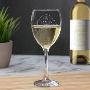 Personalised Vintage Style Wine GlassÂ | Duncan Stewart Round Label