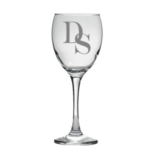 Personalised With Initial Wine Glass - Duncan Stewart 1978 Linked Initials - Logo