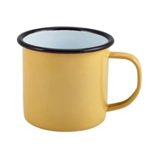 Personalised Yours And Mine Enamel Mug Set Of Two Enamel Mug - Yellow with Black Rim