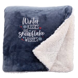 Snowflake Wishes Cosy Home Christmas Snuggle Blanket Regular Sherpa Slate