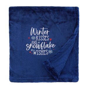 Snowflake Wishes Cosy Home Christmas Snuggle Blanket Shimmering Navy