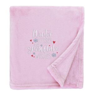 Snowflake Wishes Cosy Home Christmas Snuggle Blanket Shimmering Pink