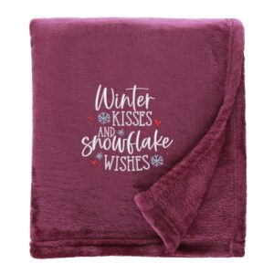 Snowflake Wishes Cosy Home Christmas Snuggle Blanket Shimmering Plum