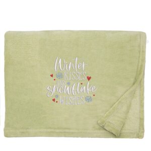 Snowflake Wishes Cosy Home Christmas Snuggle Blanket Snuggle Touch Apple Green