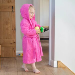 Super Soft Dinosaur Logo Hooded Bathrobe | Duncan Stewart Pink / Age 4