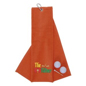 The GolfFather Novelty Tri Fold Golf Towel | Gift for Father Orange