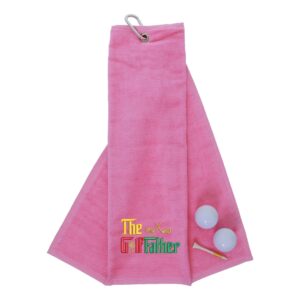 The GolfFather Novelty Tri Fold Golf Towel | Gift for Father Pink