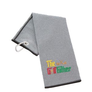 The GolfFather Novelty Tri Fold Golf Towel | Gift for Father Waffle Slate