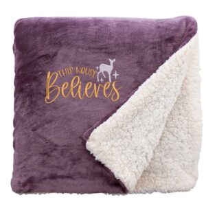 This House Believes Christmas Snuggle Blanket Regular Sherpa Lavender