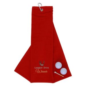 Longest Drive Golf Towels | Tournament Prize Red