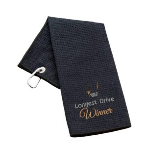 Longest Drive Golf Towels | Tournament Prize Waffle Black