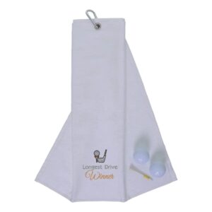 Longest Drive Golf Towels | Tournament Prize White