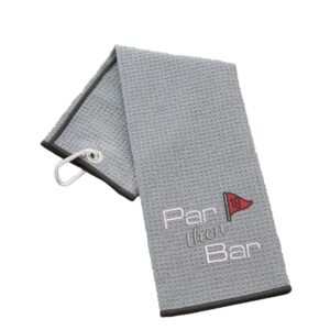 Tri-Fold Golf Towel Embroidered With Par Then Bar Logo Waffle Slate