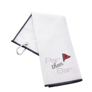 Tri-Fold Golf Towel Embroidered With Par Then Bar Logo Waffle White