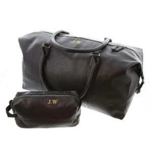 Vintage Travel Luggage Set - Duncan Stewart 1978 NuHide - Black