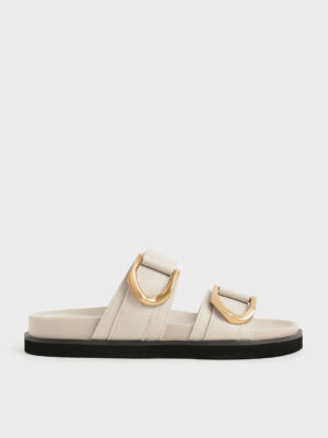 Charles & Keith - Gabine Buckled Leather Slides​