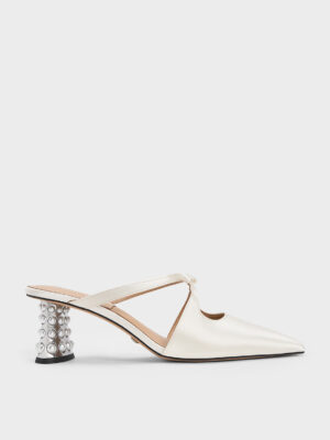 Charles & Keith - Jacinda Beaded Heel Bow Mules