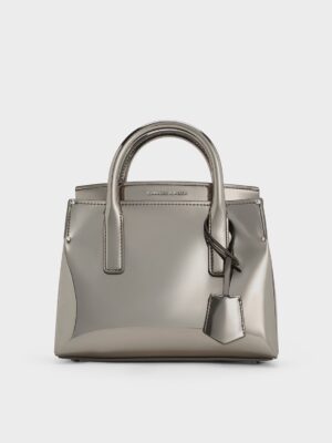 Charles & Keith - Rene Metallic Structured Top Handle Bag