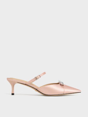 Charles & Keith - Recycled Polyester Bow Kitten-Heel Mules