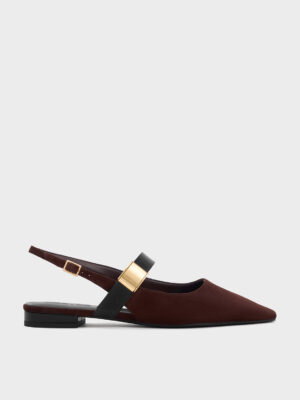 Charles & Keith - Yvette Faux Suede Pointed-Toe Mary Jane Flats