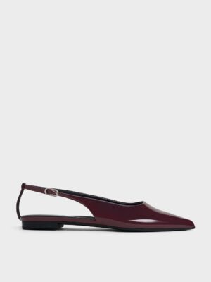 Charles & Keith - Patent Cut-Out Pointed-Toe Slingback Flats