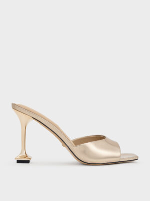 Charles & Keith - Jacqueline Metallic Leather Sculptural-Heel Mules