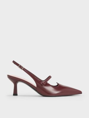 Charles & Keith - Pointed-Toe Mary Jane Slingback Pumps