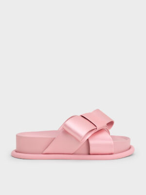 Charles & Keith - Satin Bow Flatform Sandals