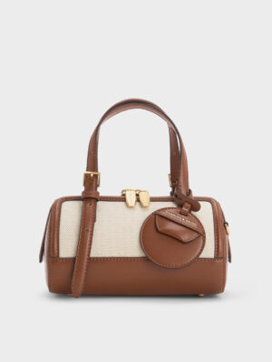 Charles & Keith - Enola Canvas Two-Tone Bowling Bag