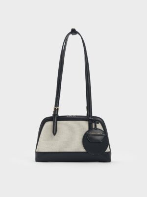 Charles & Keith - Enola Canvas Two-Tone Elongated-Handle Bag