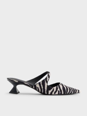 Charles & Keith - Vada Zebra-Print Asymmetric Sculptural Heel Pumps