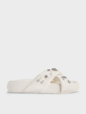 Charles & Keith - Gem & Pearl Flatform Sandals