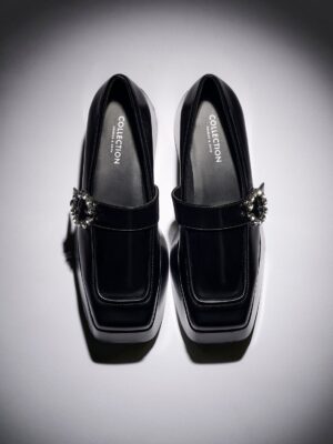 Charles & Keith - Gem-Embellished Chunky Platform Loafers