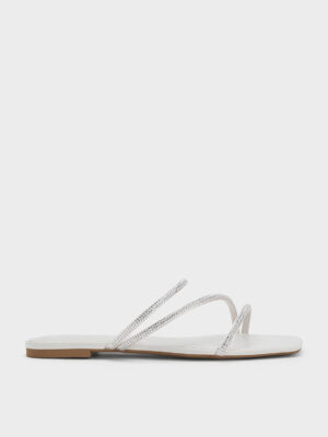 Charles & Keith - Satin Crystal-Embellished Strappy Sandals