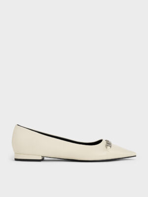 Charles & Keith - Chain-Link Pointed-Toe Ballet Flats