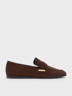 Charles & Keith - Faux Suede Almond-Toe Flat Loafers