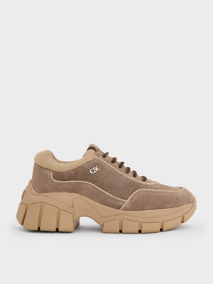 Charles & Keith - Yunna Suede & Recycled Fabric Chunky Sneakers