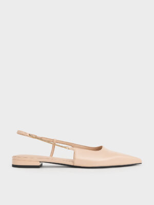 Charles & Keith - Chain-Strap Pointed-Toe Slingback Flats