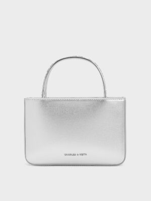 Charles & Keith - Satin Crystal-Embellished Top Handle Bag