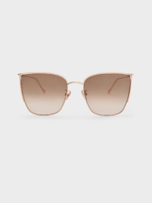 Charles & Keith - Shea Metallic-Rim Square Sunglasses
